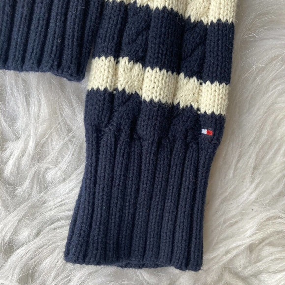 Tommy Hilfiger Sweater Sz S Button Up Thick Knit Cardigan Stripes Yellow Work - Picture 3 of 11